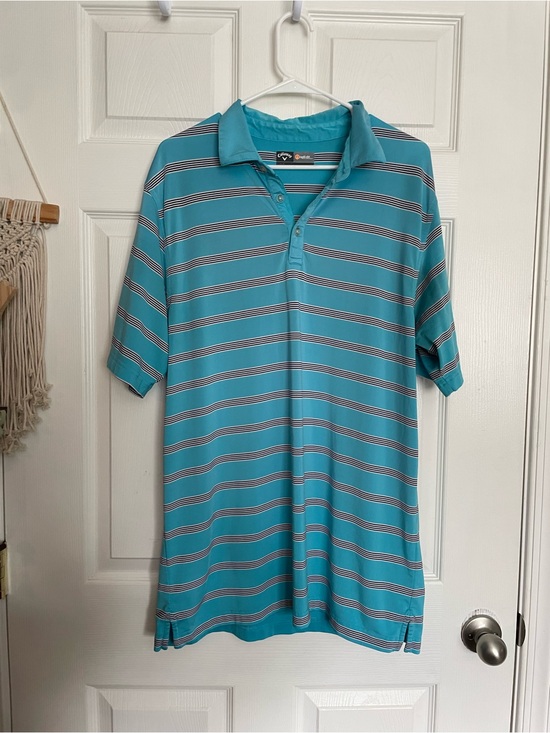 Callaway Other - Callaway Mens size Large Opti Dri Turquoise Striped Polo Shirt